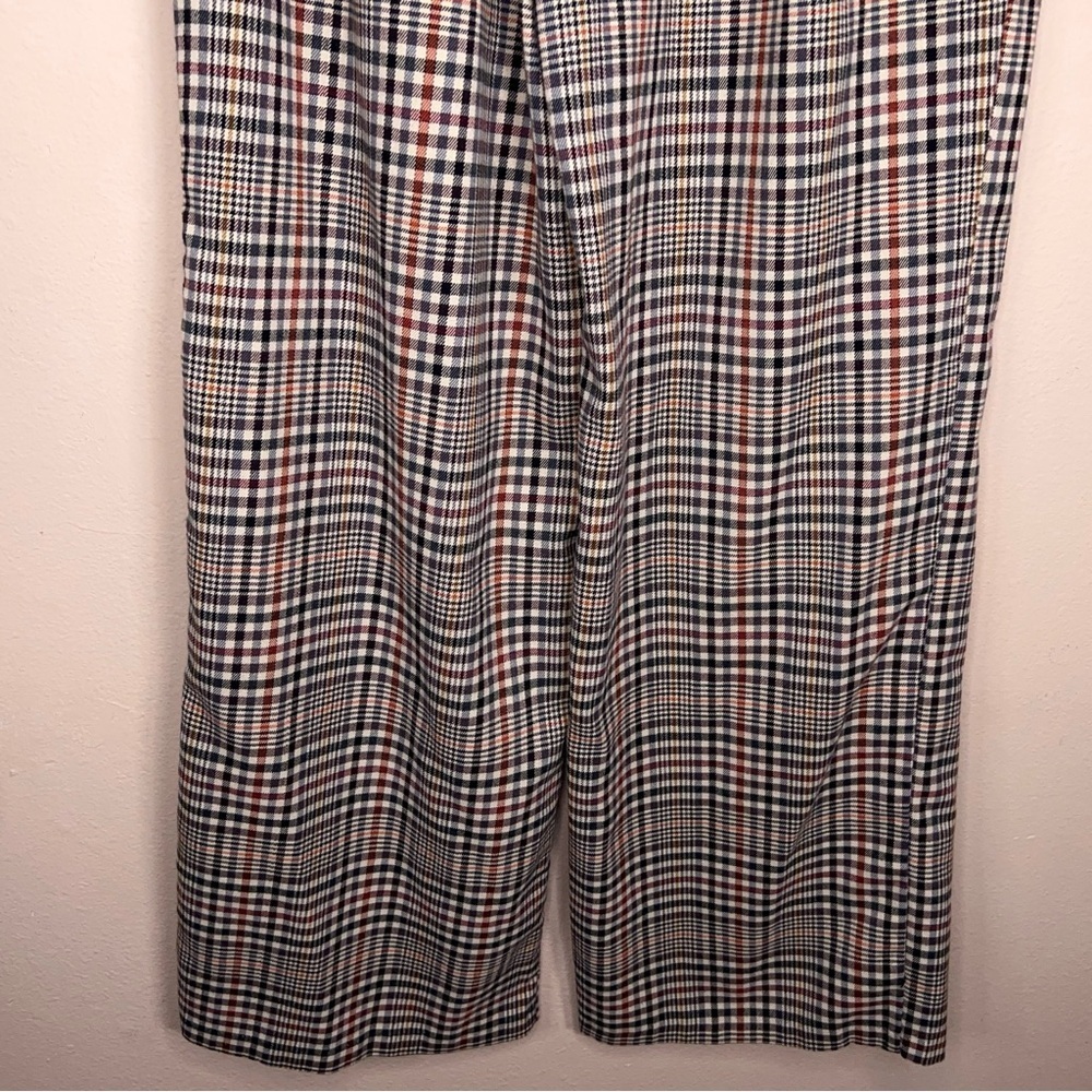 Medium Forever 21 Plaid Pants Wide Leg Black White Academia Belt Loops - Picture 9 of 12